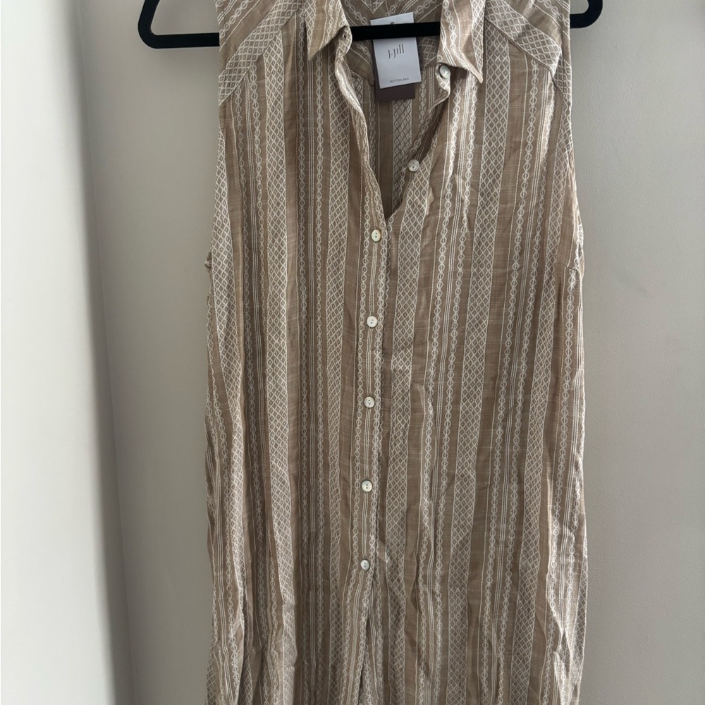 J. Jill Men's Beige Patterned Button Down Shirt